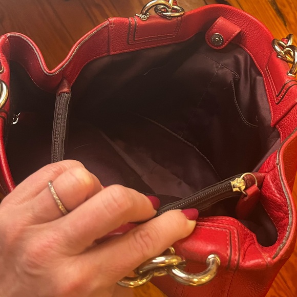 Coach Vintage F16531 Penelope Red Pebbled Leather Carryall Satchel - Picture 10 of 12